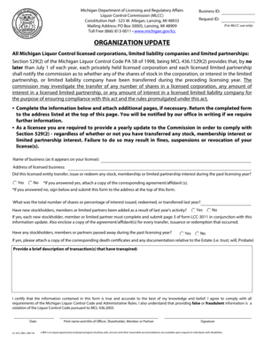 Michigan Liquor Control Commission Annual Update Form