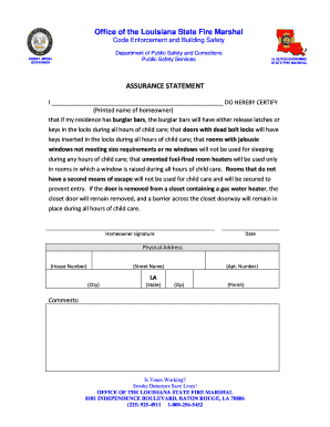 Louisiana Child Care Safety Assurance Statement