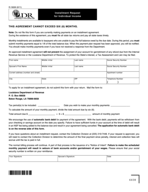 Louisiana Installment Request for Individual Income