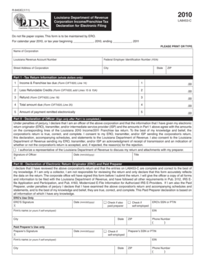 Louisiana Corporation Income/Franchise Tax Declaration