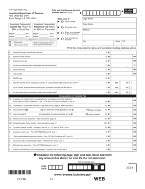 Louisiana Corporation Income Tax Return Form CIFT-620