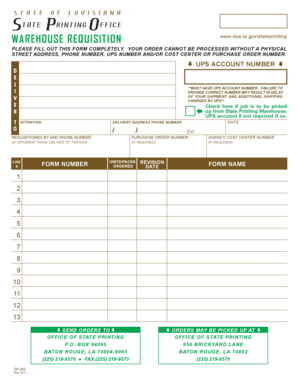 Louisiana Warehouse Requisition Form