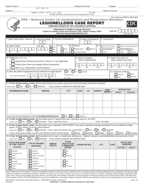 Legionellosis Case Report Form