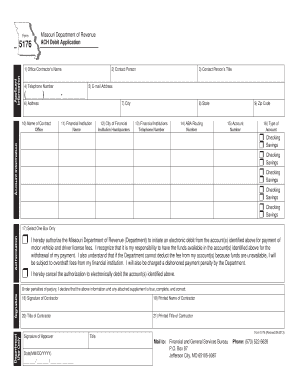 Missouri ACH Debit Application Form 5176