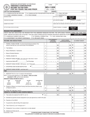 Missouri Amended Corporation Income Tax Return