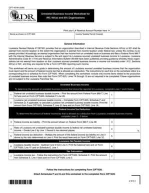 Louisiana Unrelated Business Income Worksheet