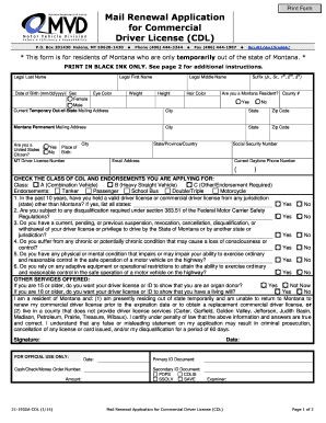 Montana Commercial Driver License Renewal Application