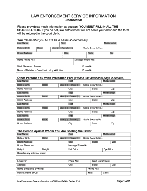 Law Enforcement Service Information Form