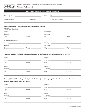 Children's Services Licensing Program Form