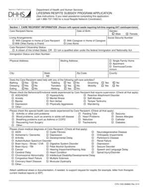Lifespan Respite Subsidy Program Application
