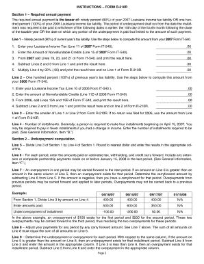 Louisiana Underpayment Penalty Form R-210R