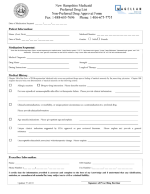 New Hampshire Medicaid Non-Preferred Drug Approval Form