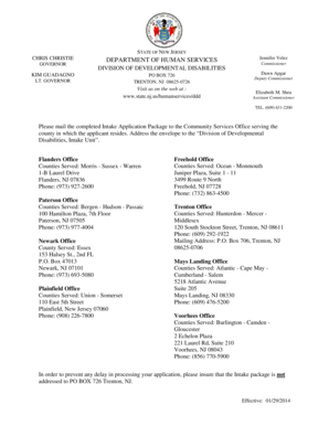 New Jersey DDD Intake Application Package