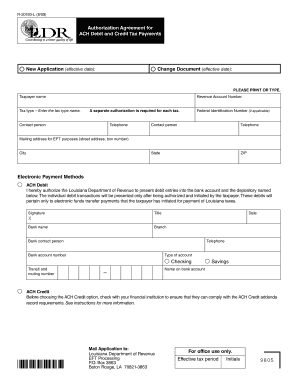 Louisiana ACH Debit Tax Payment Authorization