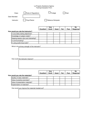 Post training evaluation form doc - La Property Assistance Agency Training Evaluation Form Rules ... - doa louisiana