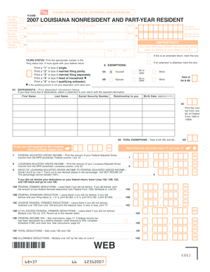 Louisiana Nonresident and Part-Year Resident Tax Form