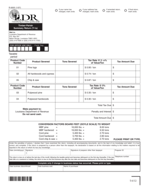 Louisiana Timber Parish Summary Return