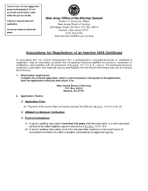 New Jersey Home-Maker Home Health Aide Certificate Reactivation Application