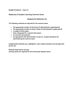 Grade 6 Science Form A Measures of Student Learning Common ... - ncpublicschools