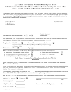 Disabled Veterans Property Tax Credit Application