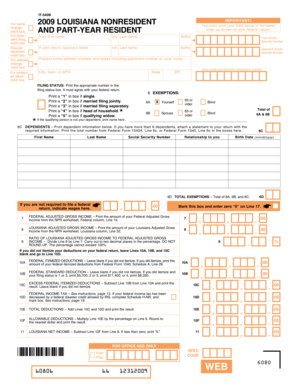 2009 Louisiana Nonresident Income Tax Form