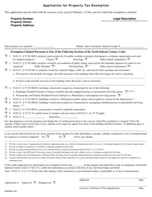 North Dakota Property Tax Exemption Application