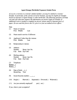 Agent Orange Exposure Intake Form