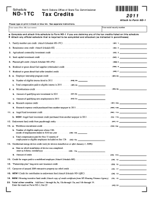 North Dakota ND-1TC Tax Credits 2011