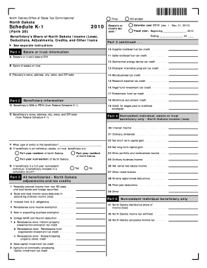 North Dakota Schedule K-1 (Form 38)
