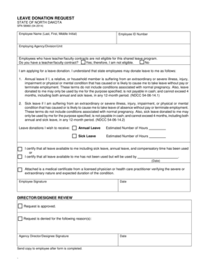North Dakota Leave Donation Request Form