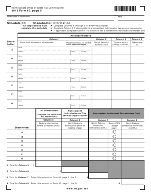 North Dakota Form 60 Shareholder Information