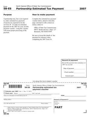 North Dakota Partnership Estimated Tax Payment Voucher