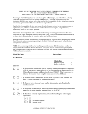 Ohio On-Site Accountability Review Form