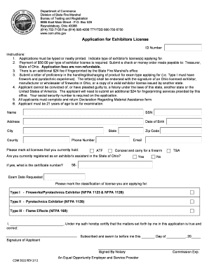 Ohio Exhibitors License Application