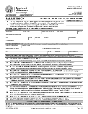 Ohio Salesperson Transfer Reactivation Application