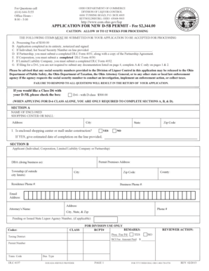 Ohio D-5B Liquor Permit Application