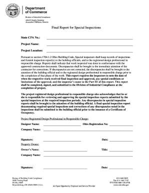 Final Report for Special Inspections