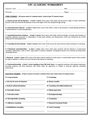 LPC Academic Worksheet