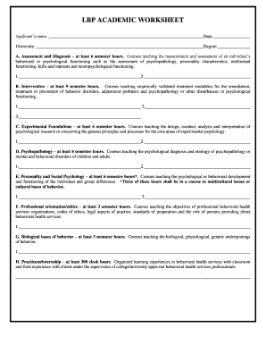 LBP Academic Worksheet