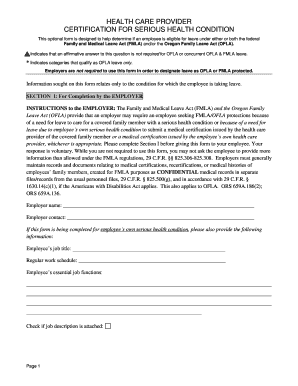 Health Care Provider Certification for Serious Health Condition