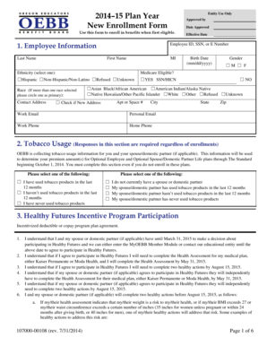 OEBB New Enrollment Form