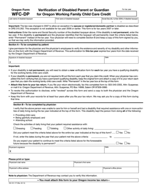 Oregon Form Verification of Disabled Parent or Guardian