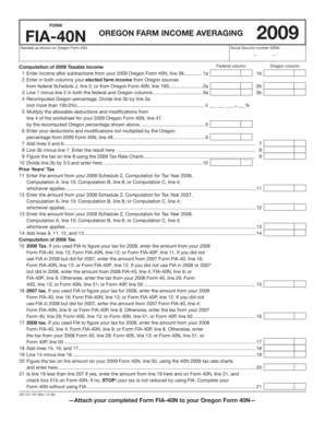 Oregon Farm Income Averaging Form 2009