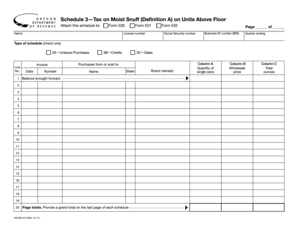 Oregon Moist Snuff Tax Schedule