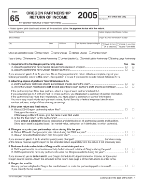 Oregon Partnership Return of Income