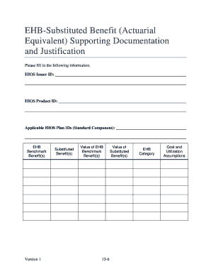 EHB Substituted Benefit Justification Form