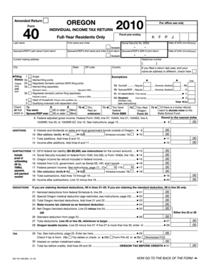 Oregon Individual Income Tax Return Form 40