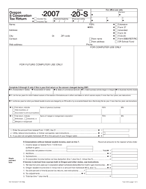Oregon S Corporation Tax Return