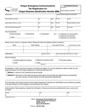 Oregon Emergency Communications Tax Registration