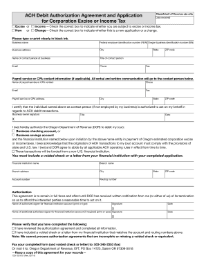 Oregon ACH Debit Authorization Agreement